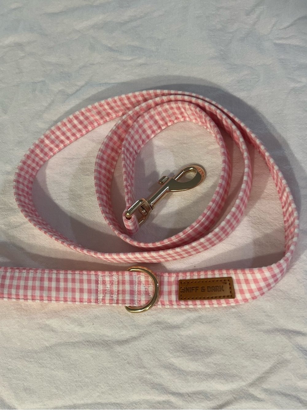 Pink Gingham Dog Leash